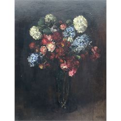 Anne Davidson Muir (Scottish 1875-1951): Still Life of Flowers in a Glass Vase, oil on canvas signed 54.5cm x 42cm 