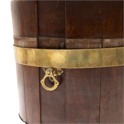 19th century Coopered brass bound planter of circular form, D27cm