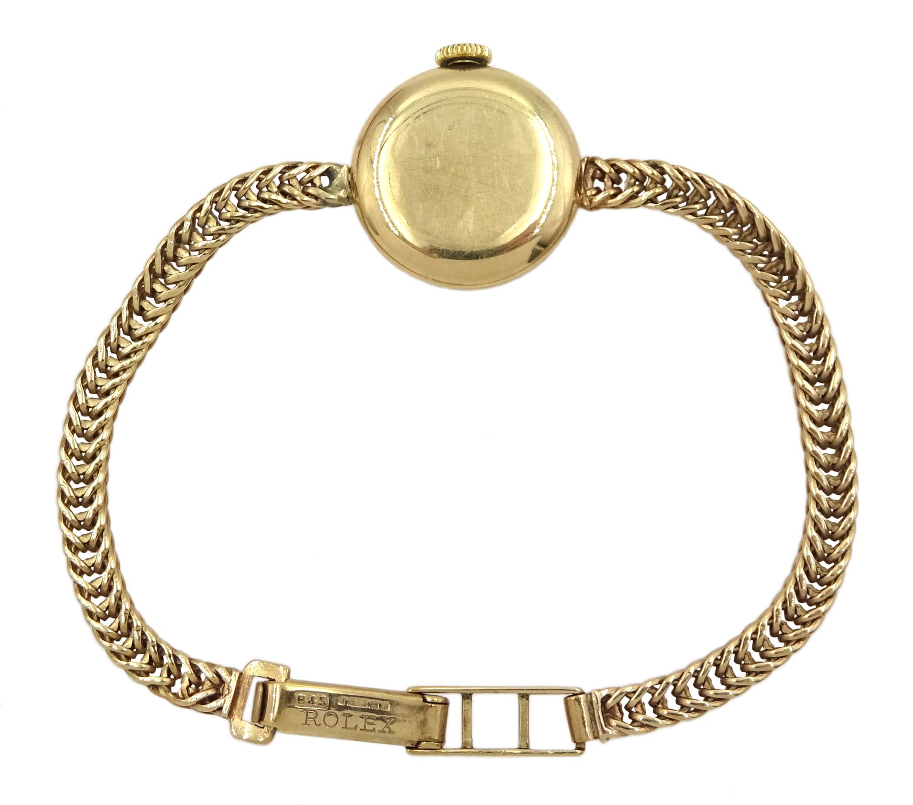 Tudor Royal ladies 9ct gold manual wind wristwatch, Birmignham1965, on original 9ct gold Rolex strap, hallmarked, boxed