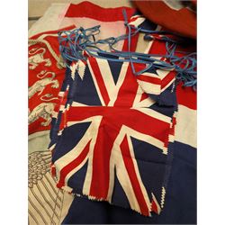 Collection of early/mid 20th century Union Jack flags, banners and penants