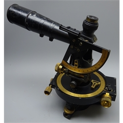  WW2 Director No.12 Mark 1 black japanned and brass Artillery Theodolite gunsight by Hall Bros, London, No.439, stamped with Crows Foot, H28cm  