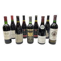 Mixed red wines including two bottles Domaine De Font-Sane, 750ml, 13.5% vol, one bearing 1992 to label, Vina Amezola, 1990, rioja, 75cl, 12.5% vol, Louis Latour, 1993, Santenay, 75cl, 13.5% vol, etc (9)