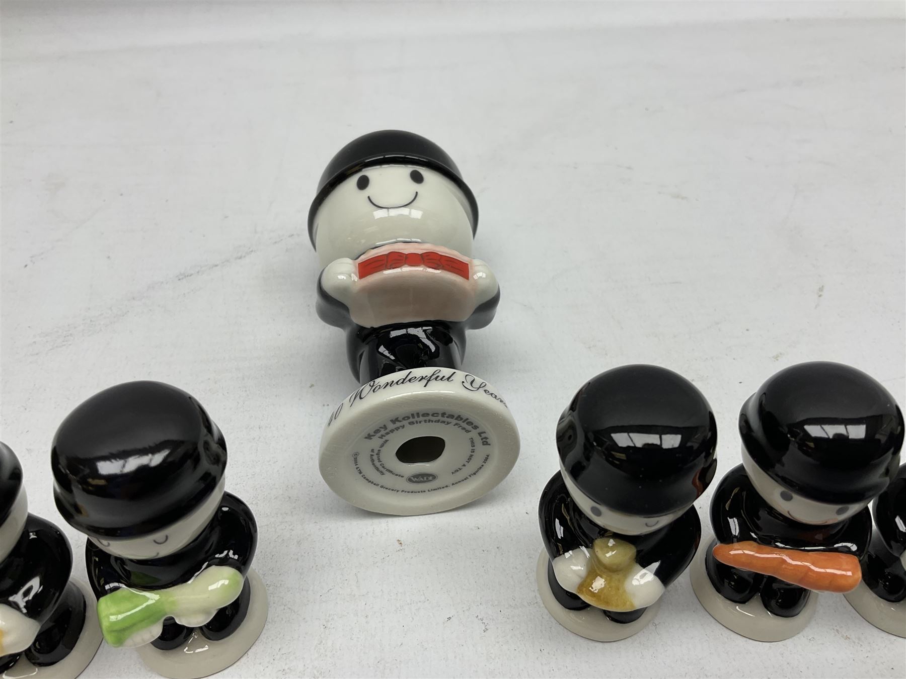 Set of Six Wade Key Kollectables Homepride Fred Vegetable Set Limited Edition, together with set of four Homepride fred Whimsies and Happy Birthday Fred, all with original boxes and certificates of authenticity  