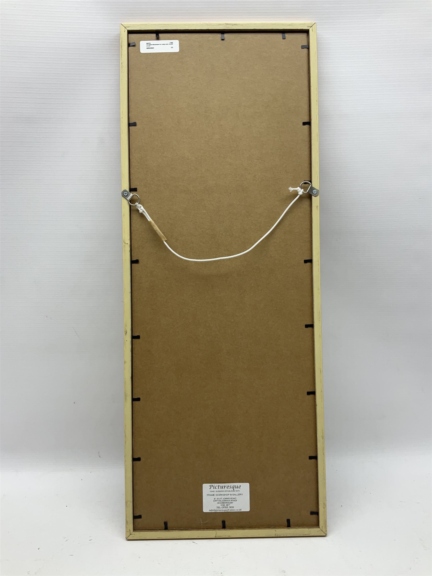 Six original illustrations for Liebig cards, mounted within a gilt frame, frame 71cm, W27cm