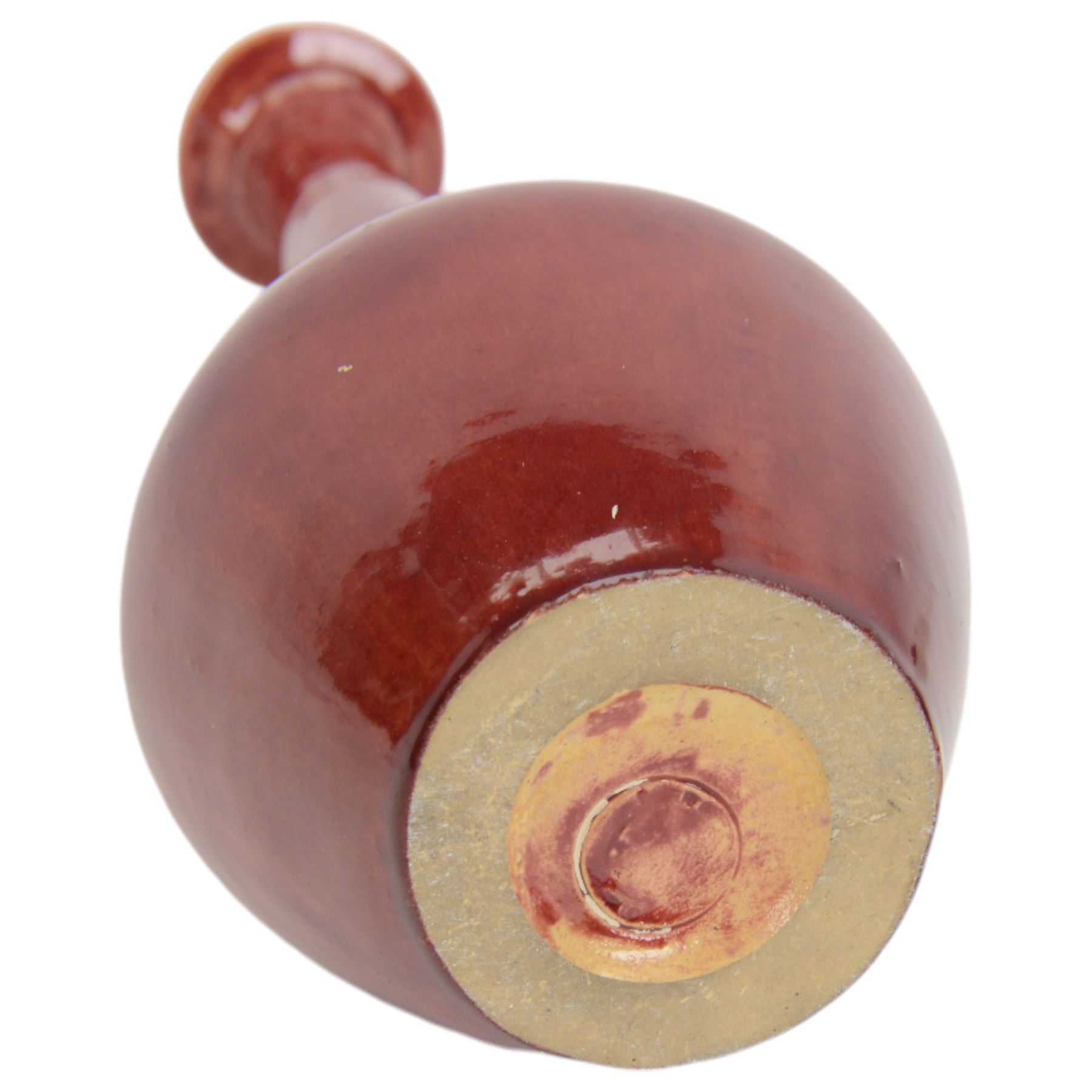 Early 20th century Jugenstijl vase by Aardewerkfabriek De Kat, Bergen op Zoom Pottery (1902-1918) attributed to Chris van der Hoef, of angular form with elongated tapering neck with flared rim, in pinkish red glaze with cross motif to the body, impressed marks beneath, H31cm