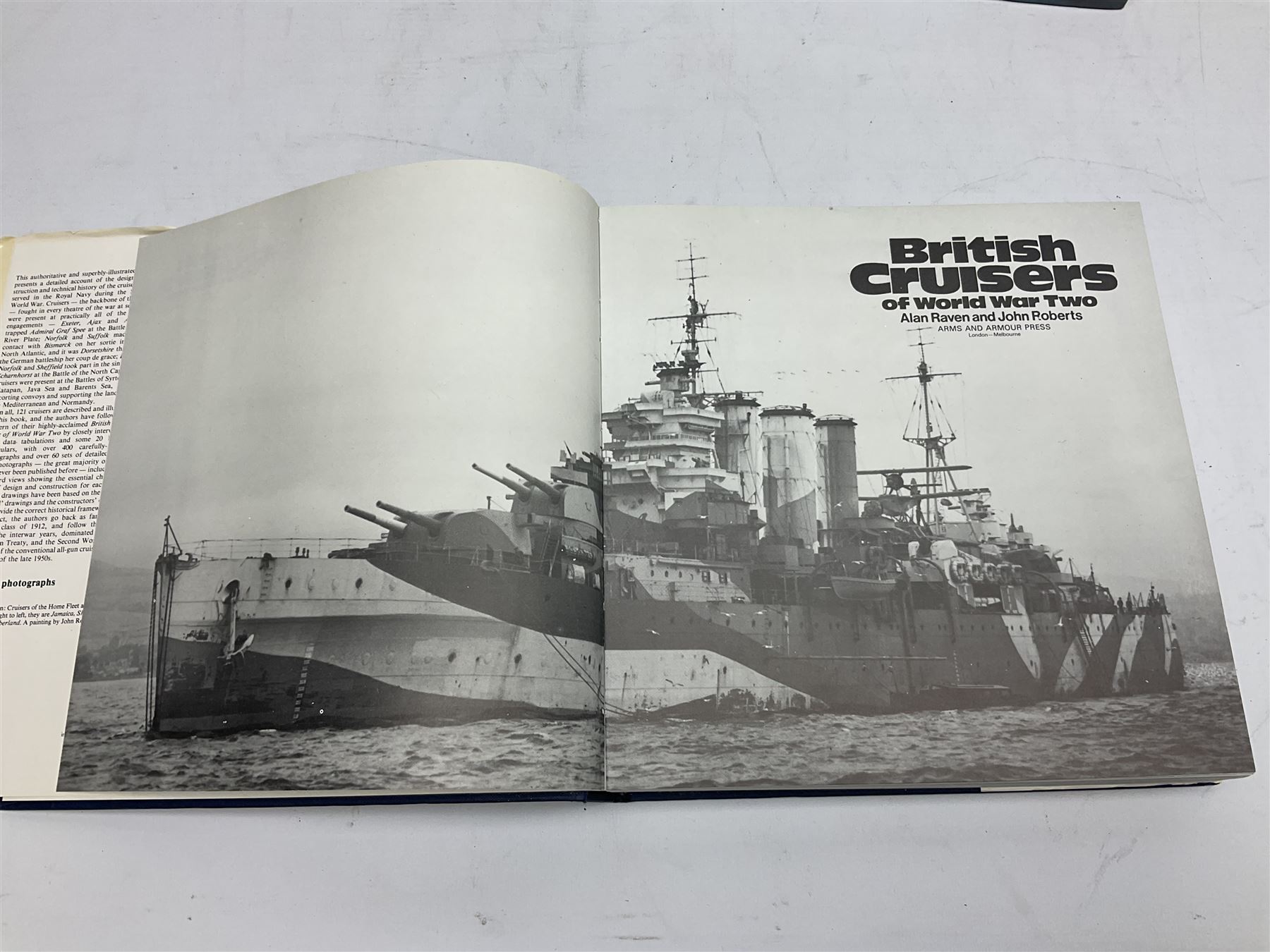 Raven & Roberts: two volumes - British Battleships of WW2. 1981 Third impression; and British Cruisers of WW2. 1980; both with dustjacket (2)