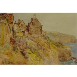  James Ulric Walmsley (British 1860-1954): Cottages at Robin Hood's Bay, watercolour signed and dated 1910, 17.5cm x 26cm  DDS - Artist's resale rights may apply to this lot     