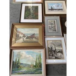 Collection of principally early 20th century watercolours and oils, artists including Charles James Barraud, Harold Wharfe, John Mackie, Tom Campbell, Gladys M Aitken, Bohuslav Barlow, Willie Stephenson, Gordon Clifford Barlow, After Albert George Stevens, Harriet Skidmore, etc