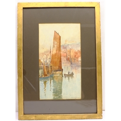 Frank Rousse (British fl.1897-1917): Whitby, watercolour signed 37cm x 20cm