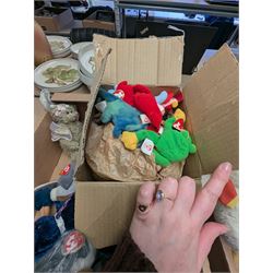 Collection of vintage and modern soft toys, including TY Beanie Babies, Disney Store Eeyore, etc