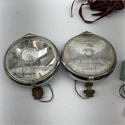 A collection of automobilia, to include three metal car badges for the Automobile Association, Standard-Triumph Automobile Association, and Ski Club of Great Britain, an automobile compass, set of headlights, etc. 