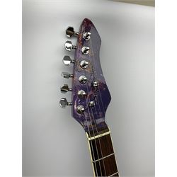 Swirl Guitars 'Flying-V' electric guitar no.109-2020UK with psychedelic purple painted finish L110cm