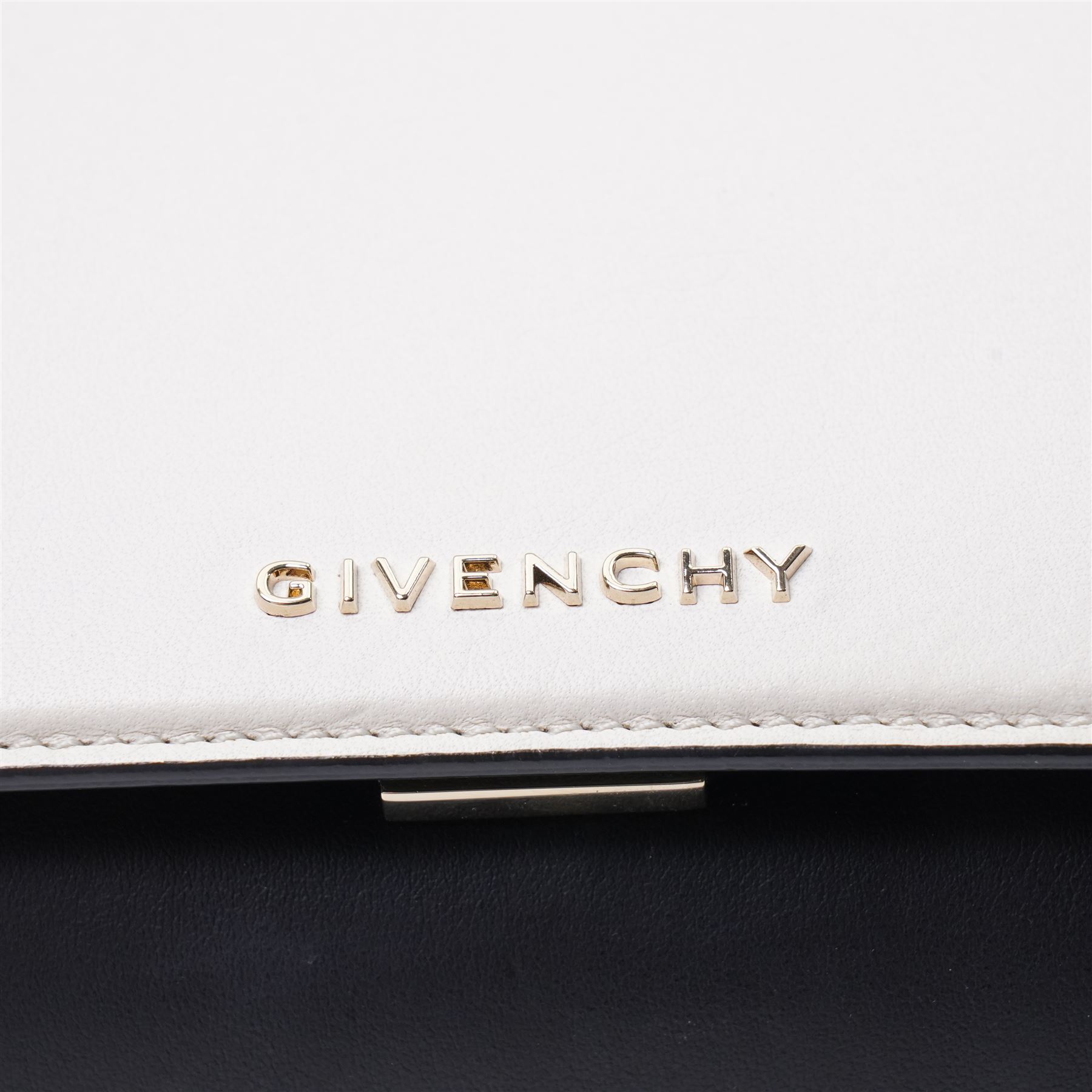 Givenchy - ‘Pandora Box’ Mini Bag, introduced circa 2016, in white and black leather with contrasting python side panels and top handle, with gold-tone shoulder or crossbody chain strap and hardware, unused with original dust bag
