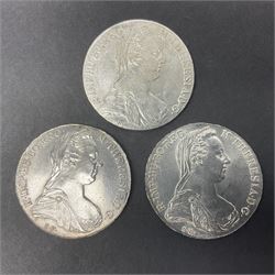 Three Austrian Maria Theresa restrike thaler coins