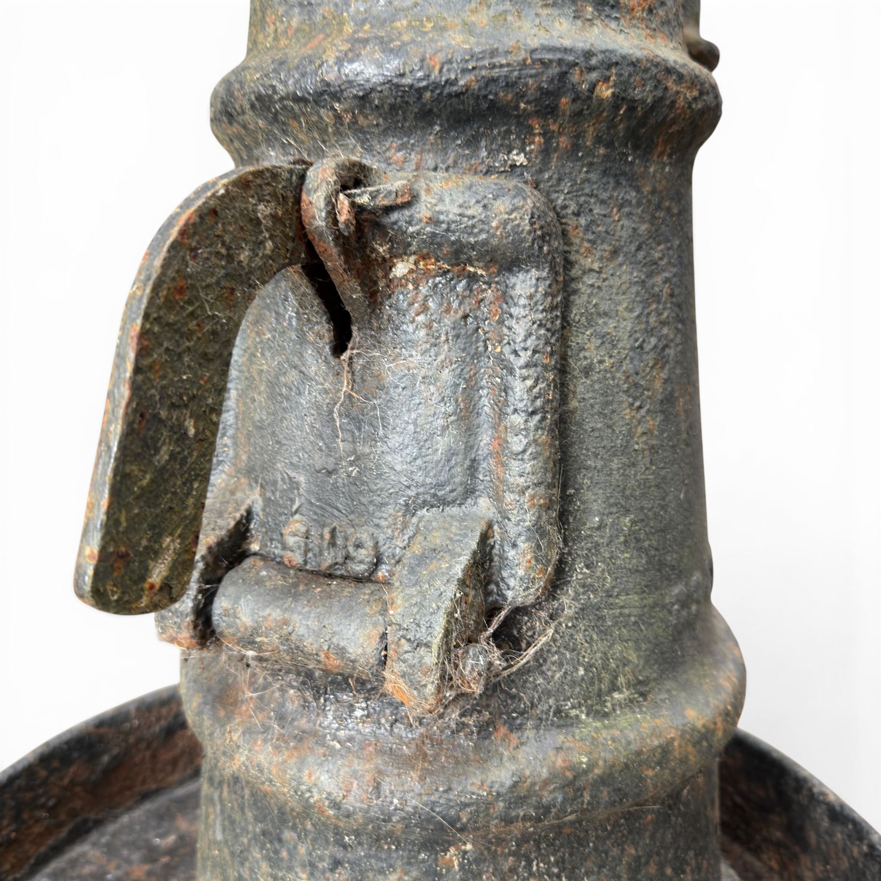 19th century rustic guards/break van railway stove, cast iron, stamped 