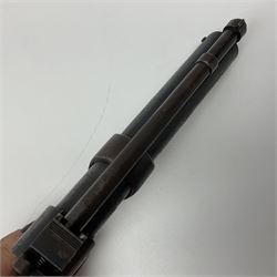 Webley 'Junior' .177 air pistol with top lever action and wooden grips; marked The Webley Junior .177 Webley & Scott Ltd Birmingham 4 Made in England to left side of cylinder; numbered 078 to muzzle and J3007 to trigger guard; L21cm; together with part tin of Webley .177 Special Pellets NB: AGE RESTRICTIONS APPLY TO THE PURCHASE OF THIS LOT.