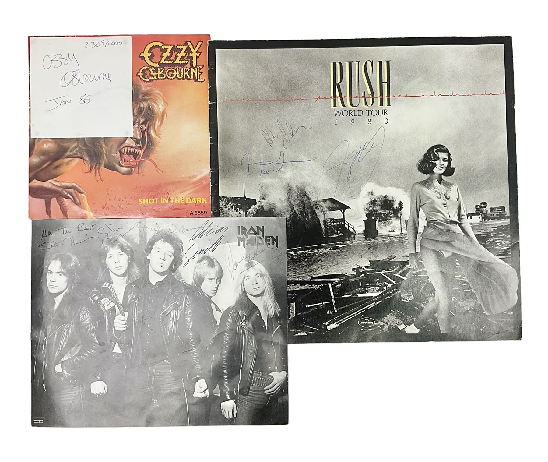 Ozzy Osbourne Shot in the Dark single, Rush World Tour magazine etc 