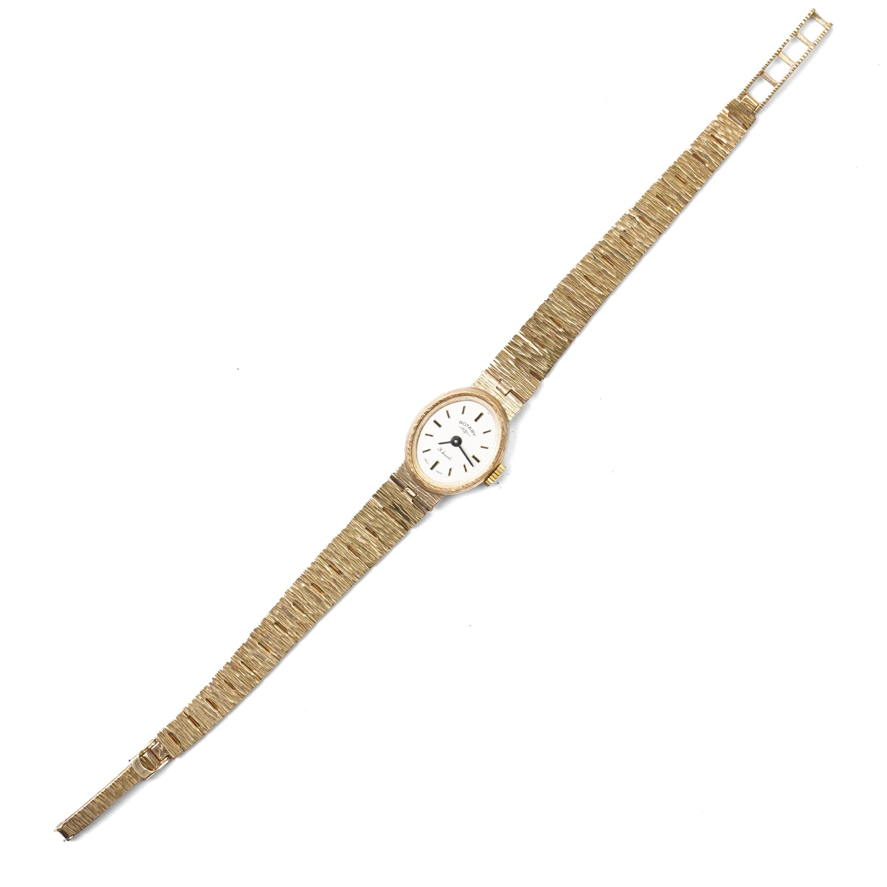 Rotary ladies 9ct gold manual wind wristwatch, on integral 9ct gold bracelet, hallmarked