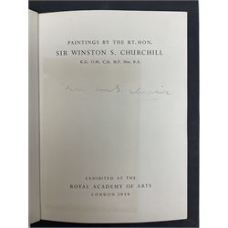 Exhibition catalogue for 'Winston Churchill - Honorary Academician Extraordinary' paintings by the Rt Hon Sir Winston Churchill, exhibited at the Royal Academy of Arts 1959, with Winston S Churchill signature in ink to the title page