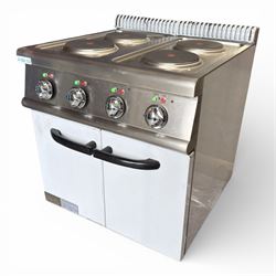New - Adexa HRQ712, electric cooker with 4 burners and cabinet base 8kw 3 phase electric. 