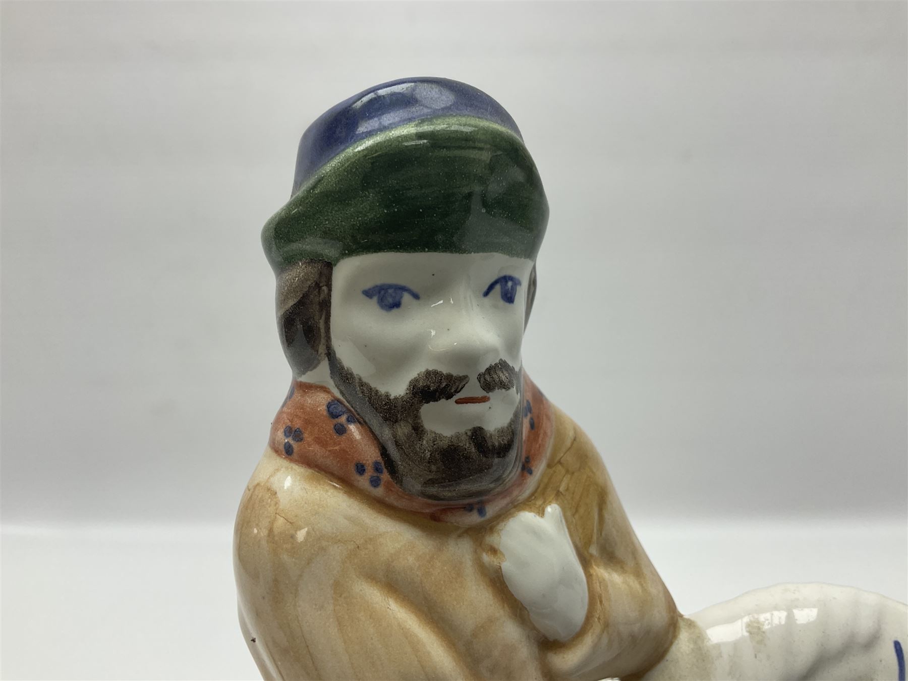 Three Rye Pottery Canterbury Tales figures, comprising The Miller, The Monk and The Franklin, together with a Canterbury Tale tile The Knight, tallest H24cm