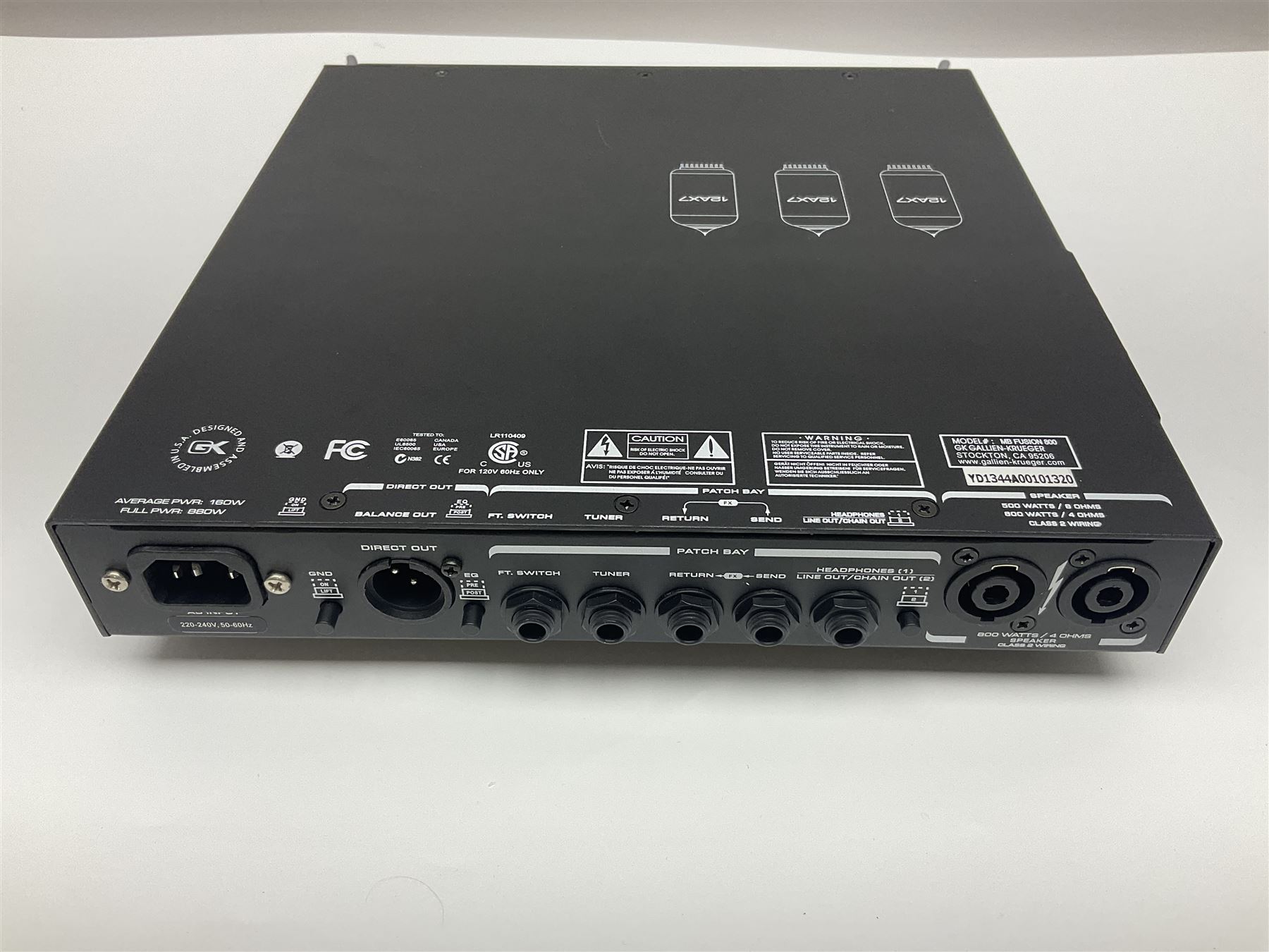 Gallien Krueger MB Fusion 800 amplifier still in factory packaging and delivery box; with additional RFB-111 remote foot controller
