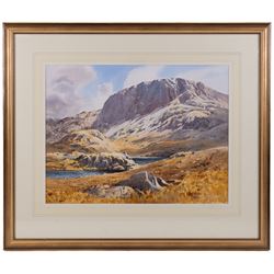 Vivienne Pooley (British 1944-): 'Great End and Sprinkling Tarn', watercolour signed, titled on gallery label verso 40cm x 53cm