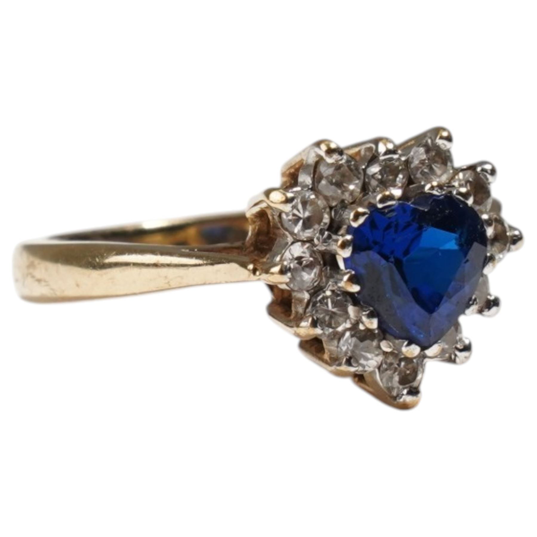 9ct gold topaz and paste heart shaped cluster ring and a synthetic spinel full eternity ring