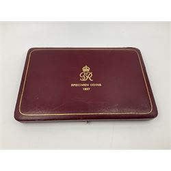 King George VI 1937 specimen coin set, fifteen coins from farthing to crown including Maundy money, in the original case