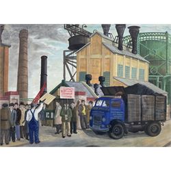 Malcolm David Thackwray (British 1943-2015): 'Woking Gas Works Strike 1959', gouache, signed titled and dated verso 40cm x 59cm