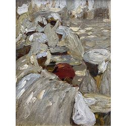Henry Silkstone Hopwood (Staithes Group 1860-1914): 'A Letter Writer - Biskra', oil on panel signed, titled on exhibition label verso 17cm x 13cm 
Provenance: exh. The Fine Art Society, London 1914, label verso; Bonhams Leeds 19th November 2002 Lot 111