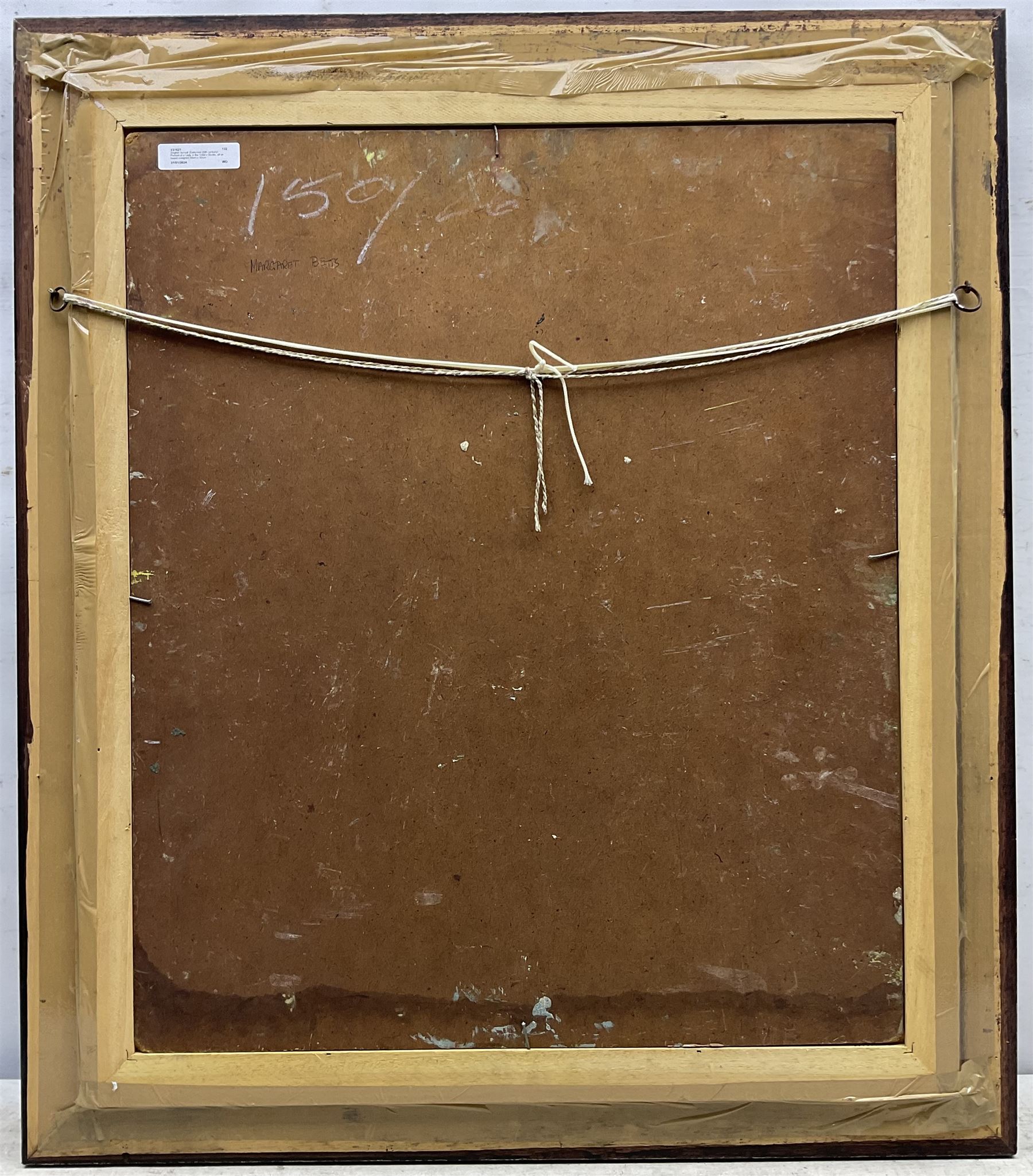 English School (Early/mid 20th century): Portrait of a Lady in the Artist's Studio, oil on board unsigned 60cm x 50cm