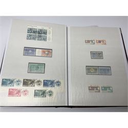 Thematic stamp collection relating to satellites, telecommunications and space from various Countries including Angola, Antigua, Ascension, Australia, Bahamas Barbados, Bhutan, British Virgin Islands, Denmark, Ecuador, Israel etc, a mint and used collection housed in three stockbooks