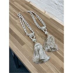 Marks & Spencer Home - lined curtains in blue floral patterned fabric, pleated header, with tie backs, W180cm, Fall - 195cm