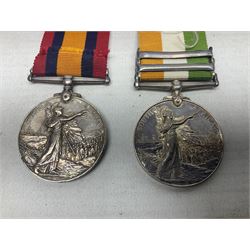 Kings South Africa Medal with two clasps for South Africa 1901 & 1902 awarded to 2694 Serjt. J. Campbell K.O. Scot. Bord.; and Queens South Africa Medal marked 59(?)8 Pte. A.T. Browne Grahamstown G.; both with ribbons (2)