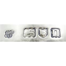 Late Edwardian silver Monteith bowl, the plain body with moulded foliate detailed and shaped rim, upon a circular stepped foot, hallmarked Selfridge & Co Ltd, London 1908, H17cm D21.5cm, approximate weight 31.64 ozt (984.4 grams)
