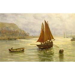  Thomas Rose Miles (British 1844-1916): 'Morning - Whitby Harbour', oil on canvas signed, titled and signed verso 59cm x 90cm  