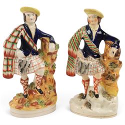 Collection of Staffordshire figures, including Princess Royal, Highlander etc 