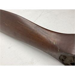 Early 20th century Avro 504 80HP Gnome laminated mahogany two-blade propeller with metal centre to the hub, stamped to the face of the hub 'AVRO Y80 80HP GNOME TYPE 504 & 504A A.I.D.29 A.I.D.32 1545' and to the sides of the hub '2744 DIA 1829 PITCH' and '1470'; traces of A.V. Roe & Co Ltd Manchester transfers to both blades L273.8cm; Auctioneer's Note: The Avro 504 was introduced in 1913 and was quickly taken up by the Royal Flying Corps as a trainer and observation machine; robust and versatile it remained in general service as a trainer until the late 1920s then widely for civilian use as a joy-rider and for stunt displays. The legendary RAF WWII ace, Douglas Bader, took instructions and would have had his first solo flight in just such a machine.