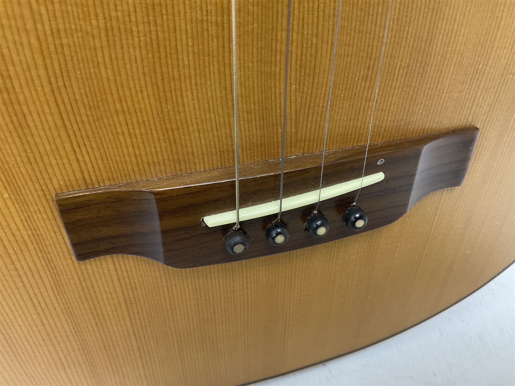 Ozark 'The Ozark Professional' tenor guitar, model no 3372, headstock stamped Ozark and with paper label to interior, in manufacturers hard case, guitar L82cm