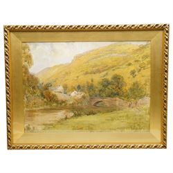 John Dobby Walker (British 1863-1925): 'The Boatyard - Holland', watercolour signed and dated 1909, titled verso 38cm x 55cm;  George Sykes (British 1863-1942): 'A Peaceful Yorkshire Dale', watercolour signed 41cm x 58cm (2)