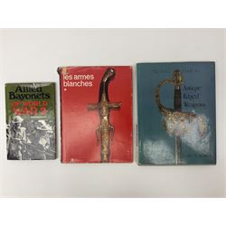 Five reference books on swords and bayonets comprising Skennerton & Richardson: British & Commonwealth Bayonets; Paul Keisling: Bayonets of the World; Leslie Southwick: The Price Guide to Antique Edged Weapons; J. Anthony Carter: Allied Bayonets of World War Two; and Les Armes Blanche (5)