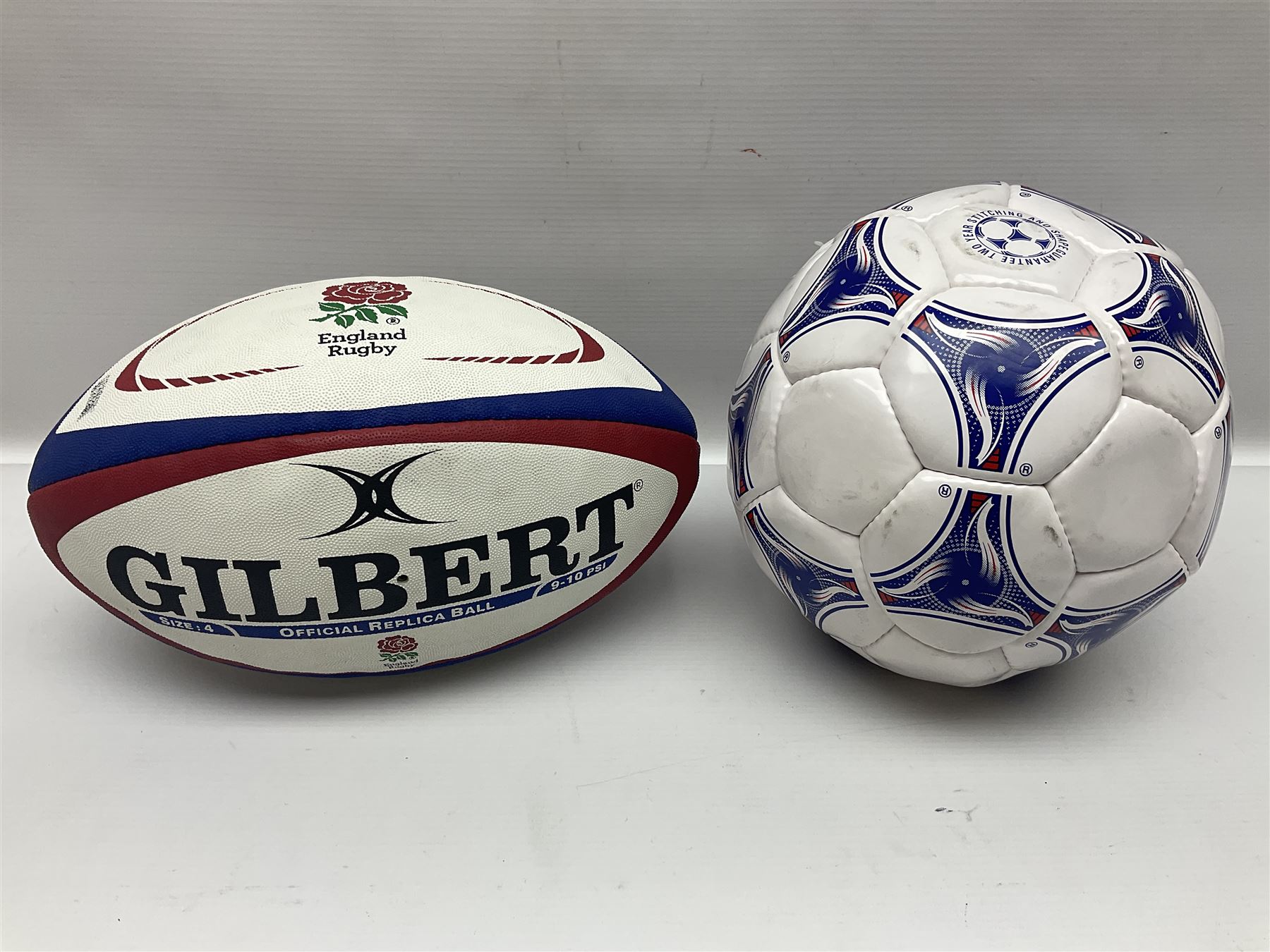 England Rugby official replica ball by Gilbert signed by Mike Tindall, together with a FIFA football