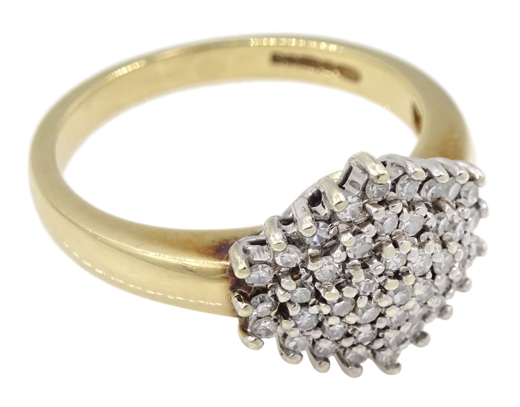 9ct gold diamond chip cluster ring, hallmarked