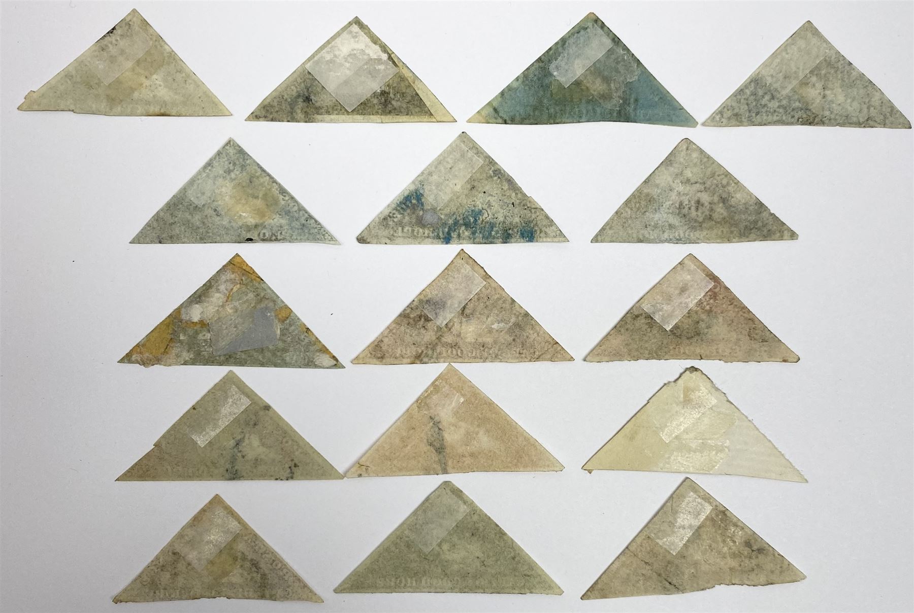 Cape of Good Hope triangle stamps, comprising six one penny, seven four pence, two six pence and a one shilling , all used, all previously mounted