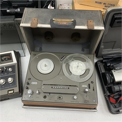 Trinicon Sony Video camera, HVC-4000P,  Sony video camera selector model HVS-2000P, Tandberg Radiofabrikk tape recorder,  Technics model RS 640 USD, Sony Video 8 Pro CCD-V100E cased, another model CCD-V200E, Vivanco Audio/ Video Processor VCR 3044, Ampex 456 tapes etc 