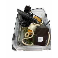 Two Singer sewing machines, model numbers 527 and 457, together with various Singer sewing machine parts, and a selection of sewing related accessories, to include threads, sewing needles, etc. 