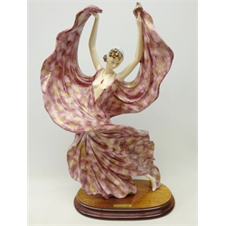  Art Deco style figure of a dancing woman, by Santini on oval plinth, H52cm   