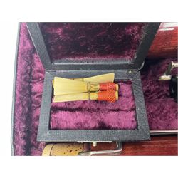 Lafleur bassoon imported by Boosey & Hawkes from Czechoslovakia, serial no.8 2600; in fitted hard carrying case with crooks and accessories