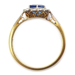  Edwardian gold sapphire and diamond rectangular ring, stamped 18ct   